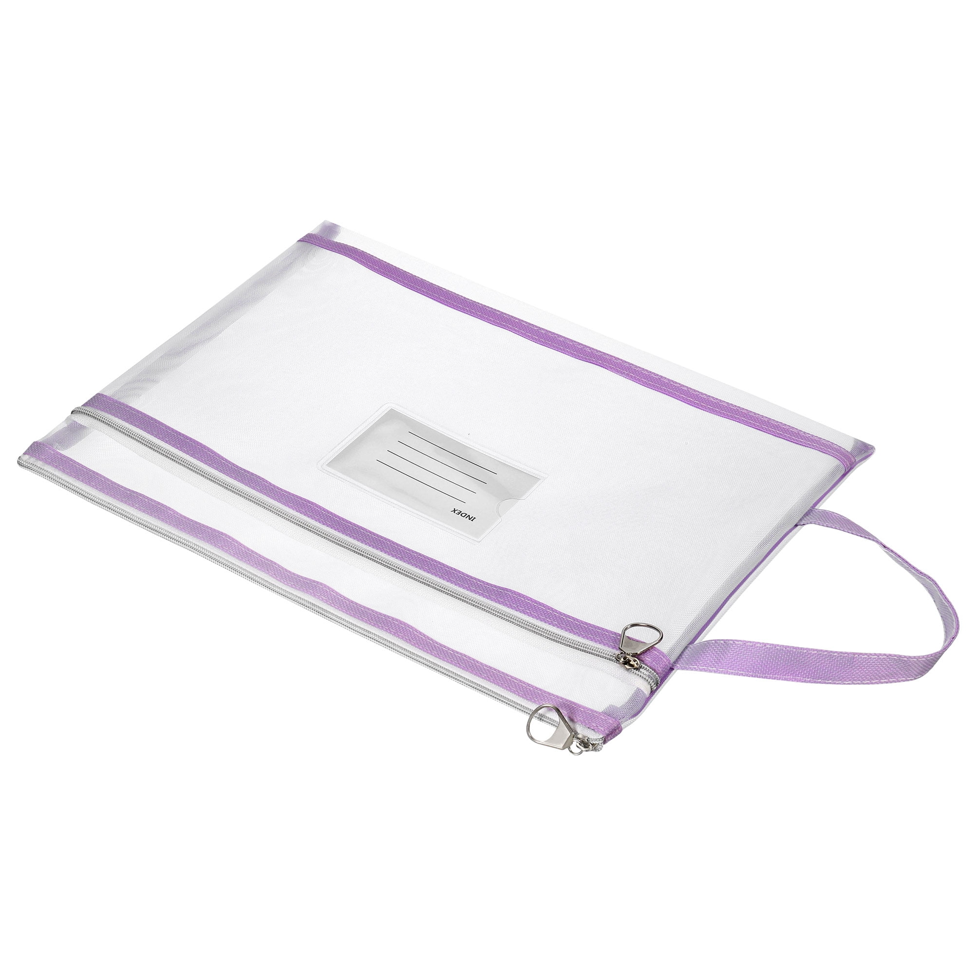 Uxcell A4 Nylon Document Pouch with Handle Mesh Clear Zip Files Bag Purple Walmart