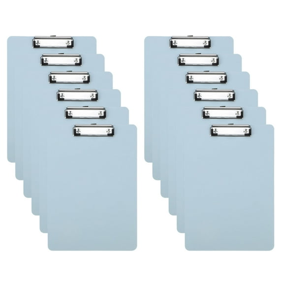 Uxcell A4 Plastic Clipboard, 12Pcs Office Clipboard with Color Letter Size Metal Clip Profile Clipboard for Office Classroom Home Outdoor, Blue
