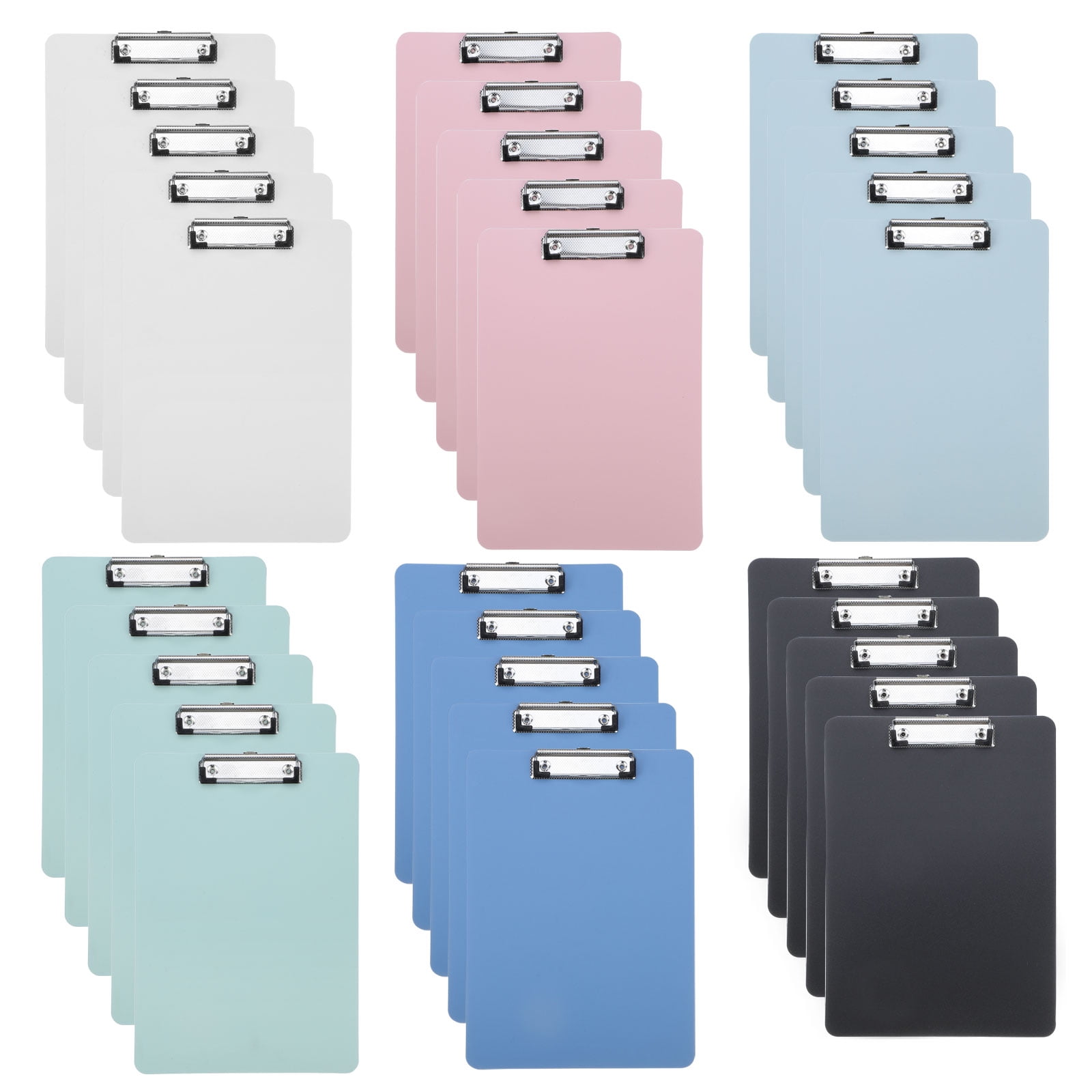 Uxcell A4 Plastic Clipboard, 1Set Office Clipboard with Color Letter Size Metal Clip Profile Clipboard for Office Classroom Home Outdoor, Style1