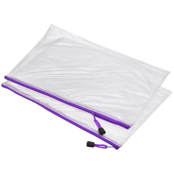 Uxcell A4 Zip File Pouch Document Folders Mesh Zipper Bags, Purple 3 Pack