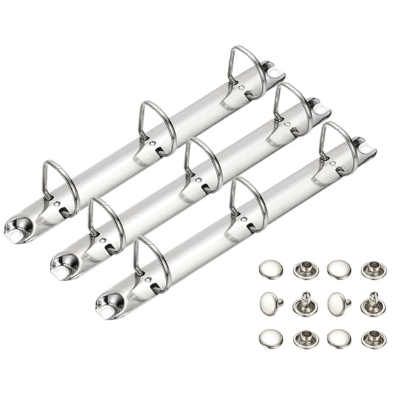 Uxcell A5 3 Hole Ring Binder Mechanisms, 3 Set 0.8" D Ring Replacement Binder Planner Loose Leaf Binding Spines for Organizers DIY Fill Paper Storage Folder Accessories, 25mm Silver Tone