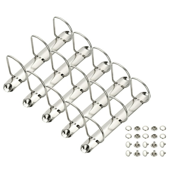 Uxcell A5 3 Hole Ring Binder Mechanisms, 5 Set 1.97" D Ring Replacement Binder Planner Loose Leaf Binding Spines for Organizers DIY Fill Paper Storage Folder Accessories, 26mm Silver Tone