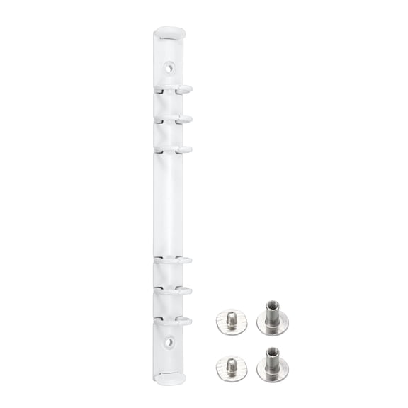 Uxcell A5 6-Hole Ring Binder Mechanisms, 1 Set Binder Spines Replacement for Office Planners Documents Recipes Organization Storage, White