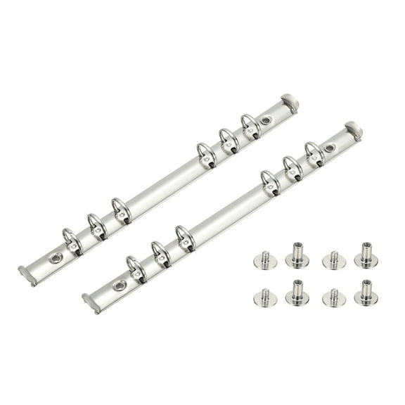 Uxcell A5 6 Hole Ring Binder Mechanisms, 2 Set 0.6" O Ring Replacement Binder Planner Loose Leaf Binding Spines with Switches for Organizers DIY Fill Paper Storage Folder, 15mm Silver