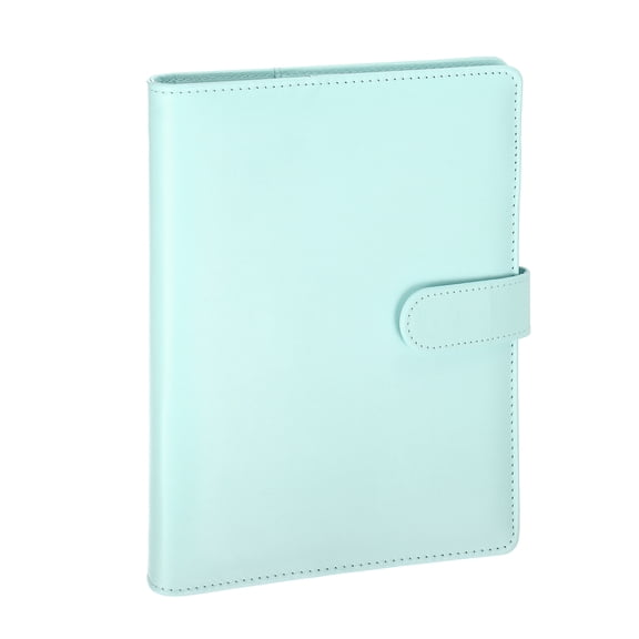 Uxcell A5 Binder 6 Ring, Refillable Loose Leaf Notebook Binder Cover PU Leather Budget Planner Protector Cover with Pen Slot Magnetic Buckle for Travel Journal Photocard Collection, Blue