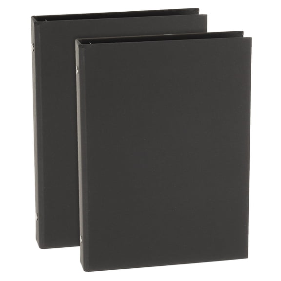 Uxcell A5 Binder Cover, 2 Pcs 6 Round Ring Binder Protector Kraft Paper Binder Shell Hardcover for Meeting Notebook Folder, Black