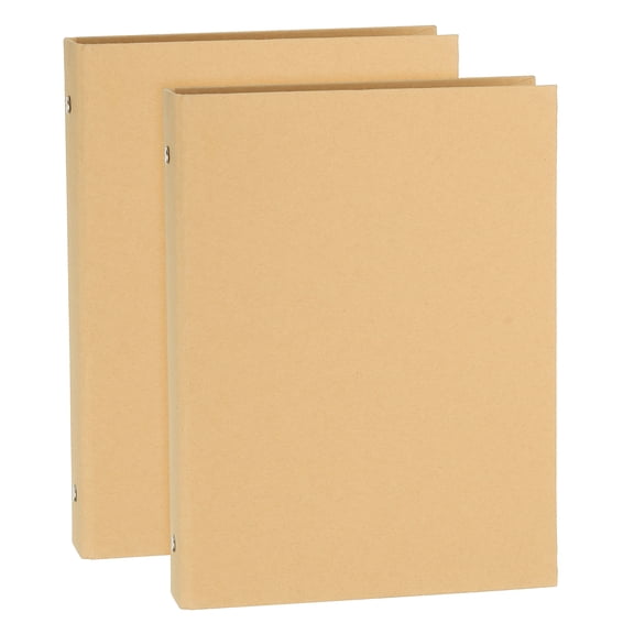 Uxcell A5 Binder Cover, 2 Pcs 6 Round Ring Binder Protector Kraft Paper Binder Shell Hardcover for Meeting Notebook Folder, Khaki