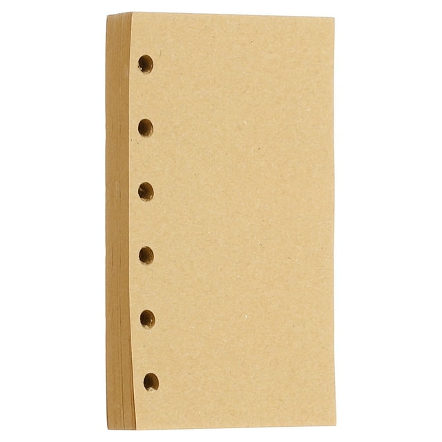 Uxcell A7 Refill Paper, Unlined Blank Kraft Paper Refillable Paper 6 Hole Filler Inserts Loose Leaf Paper for 6 Ring Binder, 80 Sheets/160 Pages, Beige