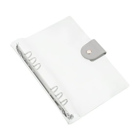 Uxcell A5 Clear Notebook Binder, Transparent Soft Polyvinyl chloride 6-Ring Refillable Planner Cover Planner Binder with Snap Button Closure for Journal Planner Office Organizer Accessories, Gray