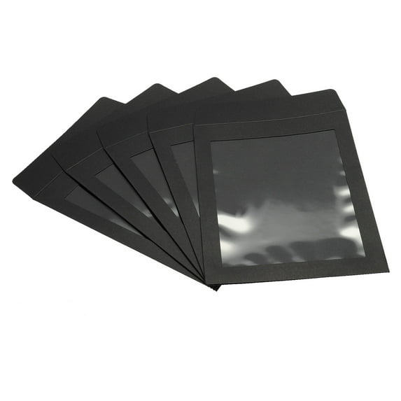 Uxcell A5 Clear Single Sided Mailing Photos Full Face Window Envelopes, Black 10 Pack