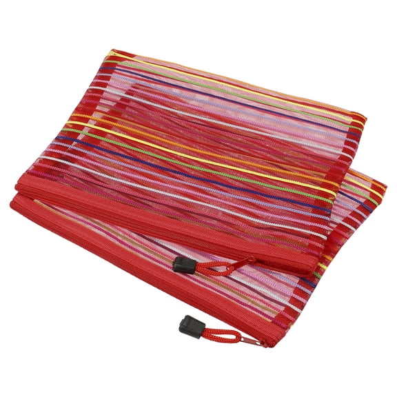 Uxcell A5 Colorful File Bags Storage Organizer Mesh Zipper Pouches, Red 6 Pack