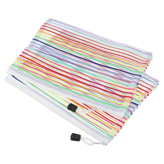 Uxcell A5 Colorful File Bags Storage Organizer Mesh Zipper Pouches, White 6 Pack
