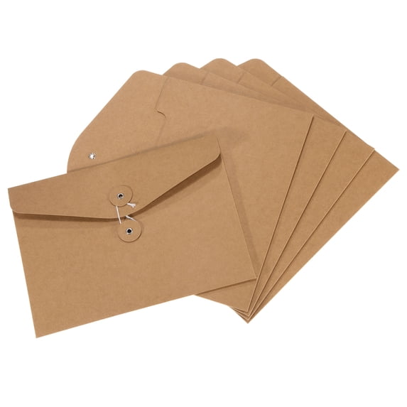 Uxcell A5 Document Filing Envelopes Pocket String File Folders, Brown 5 Pack