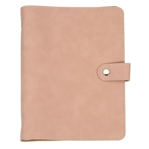 Uxcell A5 PU Leather Binder Cover, 6 Ring Loose Leaf Binder Protector Round Ring Binder Cover Refillable Notebook Binder for Meeting Photocard Budget Notebook Folder, Pink
