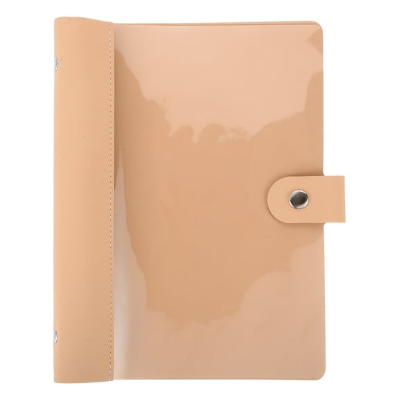 Uxcell A5 PU Leather Binder Cover, 6 Round Ring Clear Soft PVC Binder Cover Loose Leaf Notebook Protector Refillable DIY for Planner Travel Journal Photocard Collection, Apricot