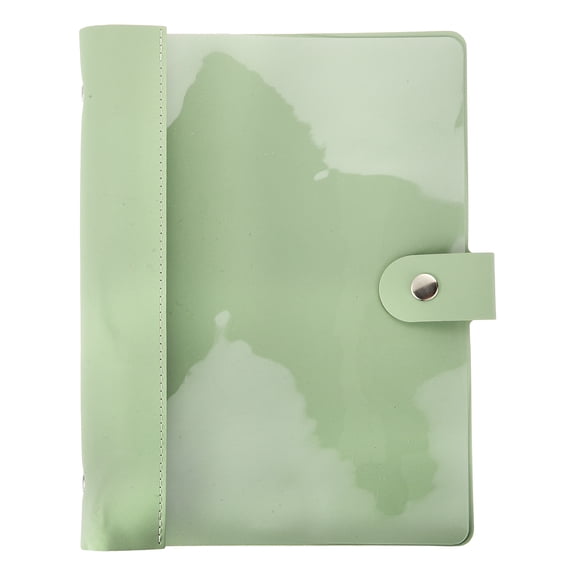 Uxcell A5 PU Leather Binder Cover, 6 Round Ring Clear Soft PVC Binder Cover Loose Leaf Notebook Protector Refillable DIY for Planner Travel Journal Photocard Collection, Green