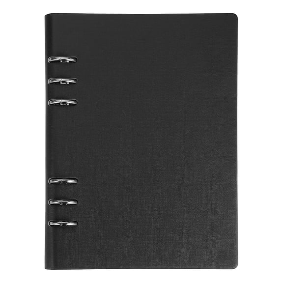 Uxcell A5 PU Leather Binder Cover, 6 Round Ring Loose Leaf Notebook Protector Soft Refillable Notebook DIY Binder Cover for Planner Travel Journal Photocard Collection, Black