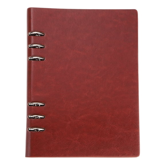 Uxcell A5 PU Leather Binder Cover, 6 Round Ring Loose Leaf Notebook Protector Soft Refillable Notebook DIY Binder Cover for Planner Travel Journal Photocard Collection, Burgundy