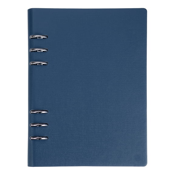 Uxcell A5 PU Leather Binder Cover, 6 Round Ring Loose Leaf Notebook Protector Soft Refillable Notebook DIY Binder Cover for Planner Travel Journal Photocard Collection, Blue