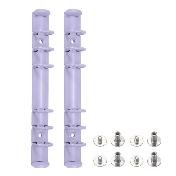 Uxcell A6 6-Hole Ring Binder Mechanisms, 2 Set Binder Spines Replacement for Office Planners Documents Recipes Organization Storage, Purple