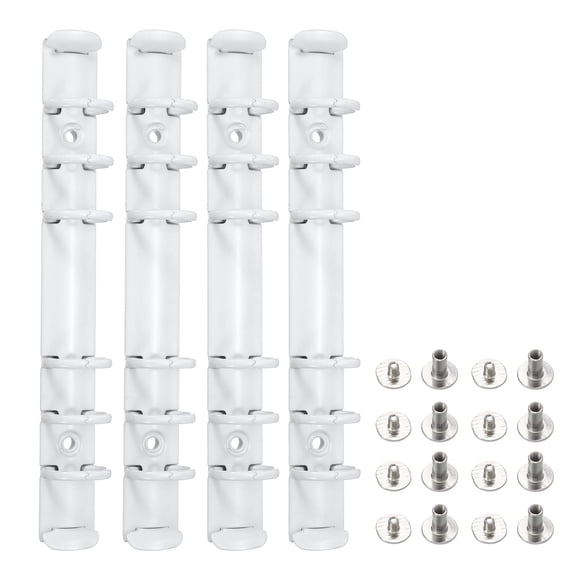 Uxcell A6 6-Hole Ring Binder Mechanisms, 4 Set Binder Spines Replacement for Office Planners Documents Recipes Organization Storage, White