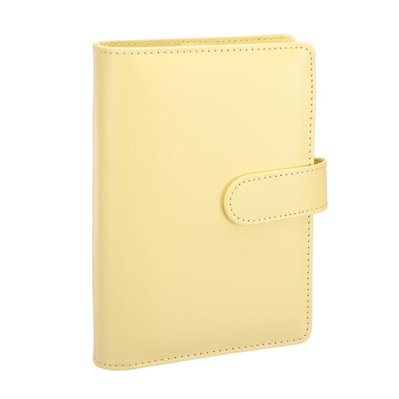 Uxcell A6 Binder 6 Ring, Refillable Loose Leaf Notebook Binder Cover PU Leather Budget Planner Protector Cover with Pen Slot Magnetic Buckle for Journal Photocard Collection, Yellow