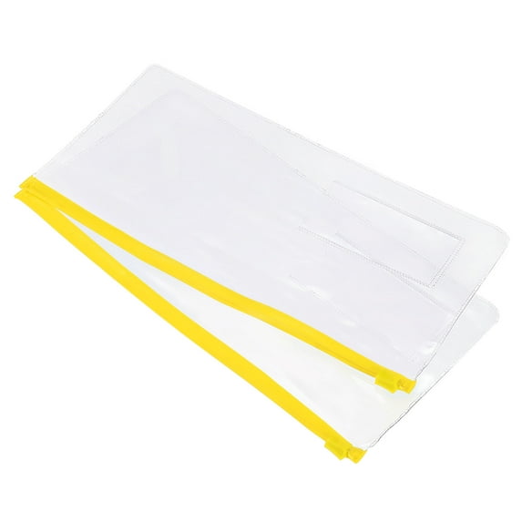 Uxcell A6 Clear Bill Document Pocket Zipper Envelope File Bags, Yellow 10 Pack