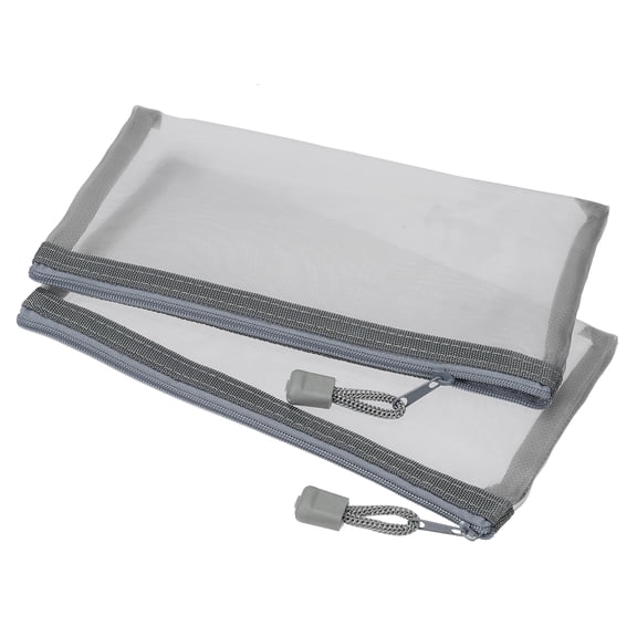Uxcell A6 File Pouch Storage Pockets Mesh Zipper Bags, Gray 6 Pack