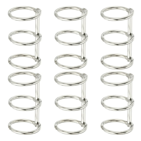 Uxcell 3 Rings Metal Loose Leaf Binding with 25 mm ID Book Binding for Diary Photo Album Notebook, White, 6 Pcs
