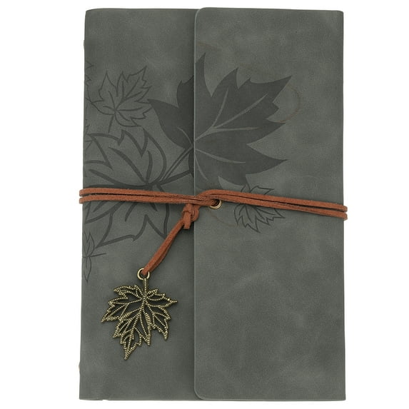 Uxcell A6Leather Cover Loose Leaf Journal Notebook, 7.28x5 Inch Travel Refillable Leather Diary Scrapbook Gift with 100GSM Blank Kraft Paper for Office Daily Writing Business, Gray