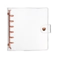 thumbnail image 1 of Uxcell A7 Binder Cover, Mini Square 6 Ring Transparent Soft PVC Refillable Notebook Shell with Snap Button Pockets Loose Leaf Journal Folders for Budget Planner, Rose Gold Clip, 1 of 6