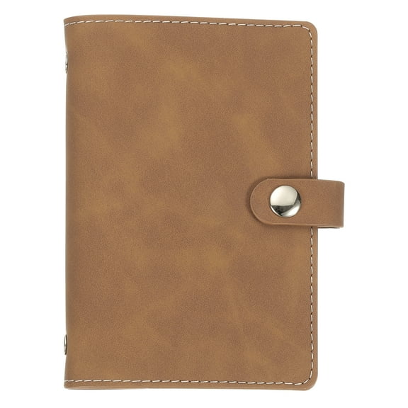 Uxcell A7 PU Leather Binder Cover, 6 Ring Loose Leaf Binder Protector Round Ring Binder Cover Refillable Notebook Binder for Meeting Photocard Budget Notebook Folder, Brown
