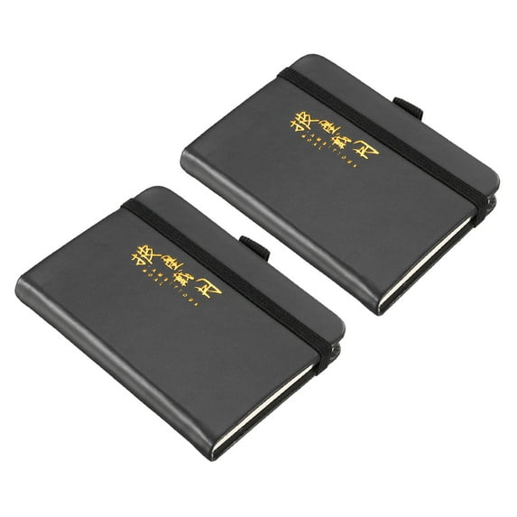Uxcell A7 Pocket Notebook100 Sheets Lined Paper 4.3x3.1" Mini Memo Pad, Black 2 Pack