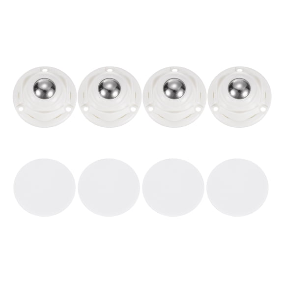 Uxcell ABS Plastic Mini Self Adhesive Caster Wheels for Trash Cans Storage Boxes 1.77" x 0.87" White 4 Pcs