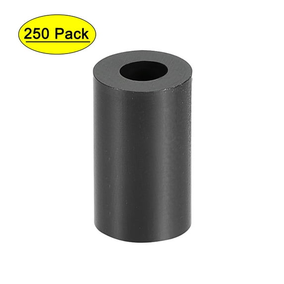 Uxcell ABS Round Spacer Washer 3.2mm Inner Dia. 7mm Outer Dia. 12mm Height for M3 Screws Black 250Pcs