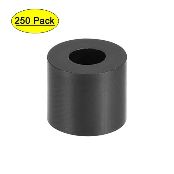 Uxcell ABS Round Spacer Washer 3.2mm Inner Dia. 7mm Outer Dia. 6mm Height for M3 Screws Black 250Pcs