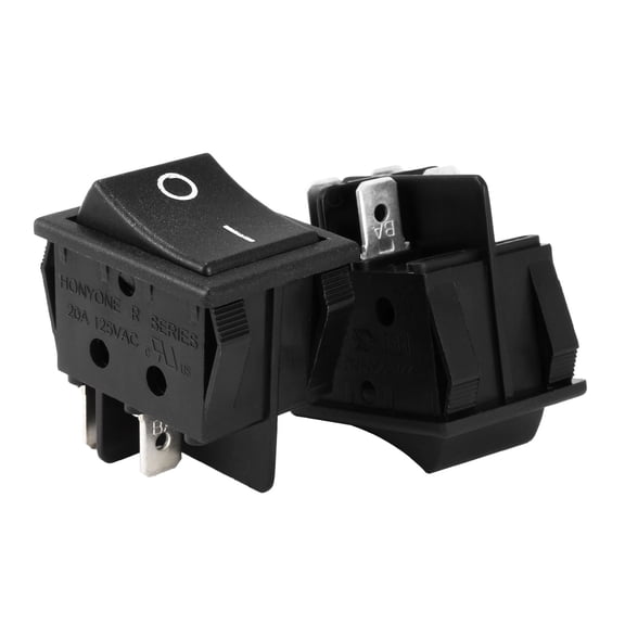 Uxcell AC 20A/125V 22A/250V DPST 4P 2 Position I/O Boat Rocker Switch Black UL Listed