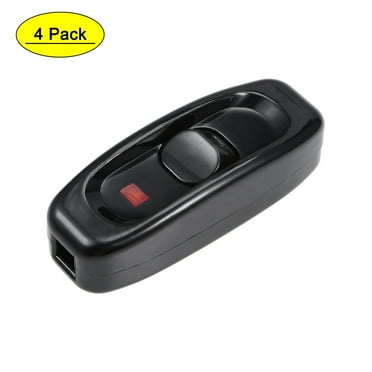 Uxcell AC 250V 10A On/Off Indicator Light Inline Cord Switch Black for Desk Lamp 4 Pack