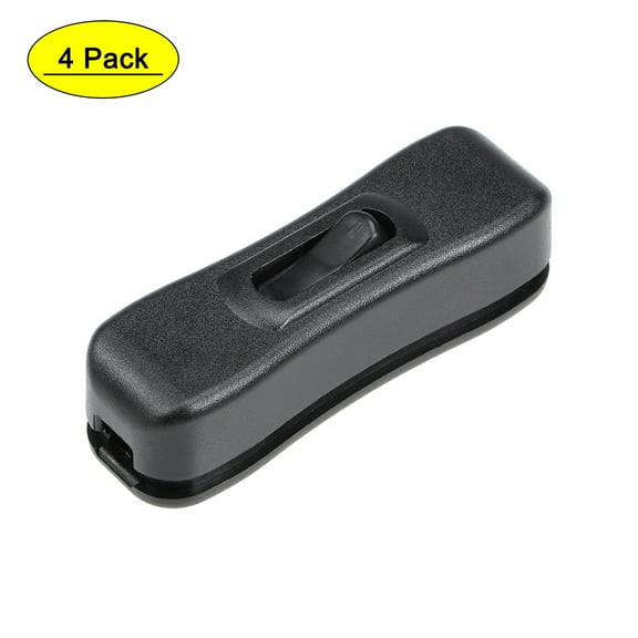 Uxcell AC 250V 2A On-Off Inline Cord Switch Black for Desk Lamp 4 Pack