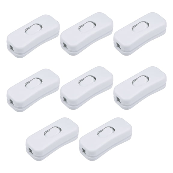 Uxcell AC 250V 2A On-Off Inline Cord Switch White for Table Lamp 8 Pack