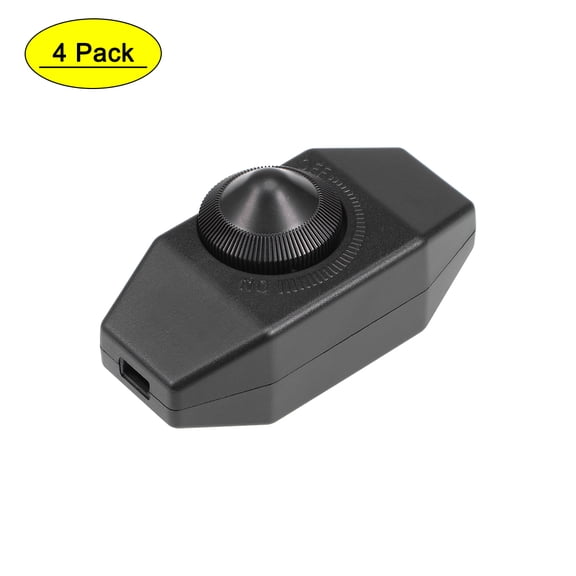Uxcell AC 250V 2A Rotary Cord Switch Black for Table Lamp 4 Pack