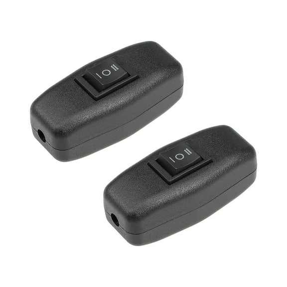 Uxcell AC 250V 3A On-Off-On Inline Cord Switch Black for Desk Lamp 2 Pack