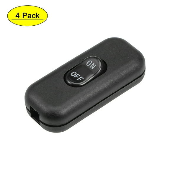 Uxcell AC 250V 6A On-Off Inline Cord Switch Black for Desk Lamp 4 Pack