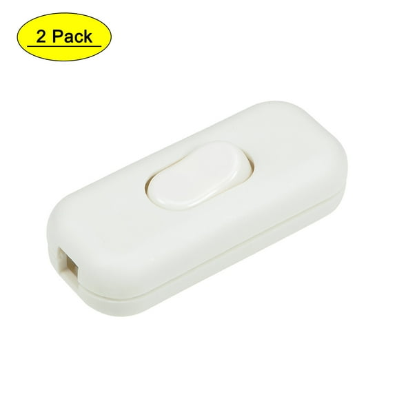 Uxcell AC 250V 6A On/Off Inline Cord Switch White for Desk Lamp 2 Pack
