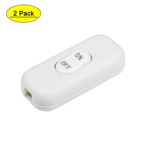 Uxcell AC 250V 6A On-Off Inline Cord Switch White for Desk Lamp 2 Pack