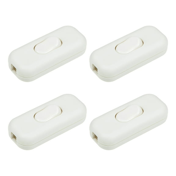 Uxcell AC 250V 6A On/Off Inline Cord Switch White for Desk Lamp 4 Pack