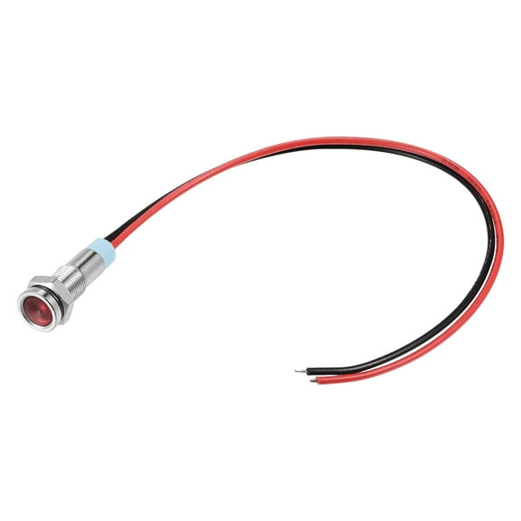Uxcell AC/DC24V 6mm Flush Panel Metal Shell Red LED Indicator 150mm Cable 3 Count