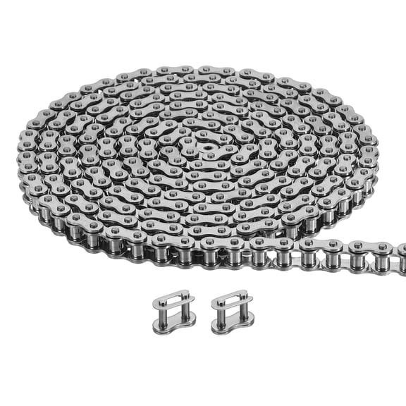 Uxcell ANSI #40/ISO(DIN) 08A-1 Roller Chain, 10 Ft 240 Links Stainless Steel 304 Operator Chain with 2 Connecting Links for Sliding Gate Operator Bike Replacement Electric Automatic