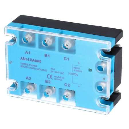 Uxcell ASH-40DA 3-32V DC Input to 24-480V AC Output Single Phase Solid State Relay AC 40A for Industrial Automation, HVAC, Lighting Control