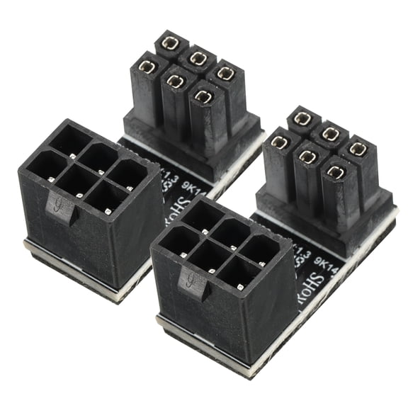Uxcell ATX 6 Pin Female to 6 Pin Male 180 Degree Angled Power Adapter for Desktops Graphics Card 2Pcs